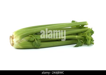 Fresh celery stalks with leaves isolated on white background Stock Photo