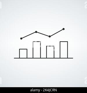 Graph bar goes up and down linear icon. crypto business symbol. Stock vector illustration isolated on white background. Stock Vector