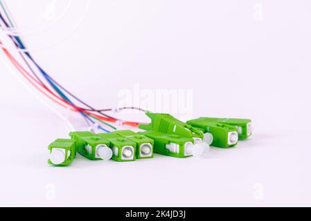 Fiber optic single mode patch cord with connectors sc Stock Photo