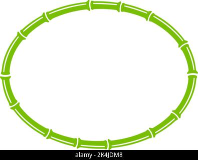 Green bamboo trunk oval frame. Natural ellipse text box. Bamboo branch border. Blank frame template. Vector illustration isolated in flat style on Stock Vector