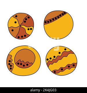 Geometric aboriginal art icon. Ethnic tribal rounded ornament. Afican, australian motiph. Dots painting. Vector illustration, template design for Stock Vector