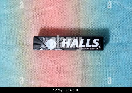 Tyumen, Russia-September 27, 2022: Halls candy. Manufactured by a Mondelez International company. Stock Photo