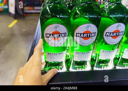 Tyumen, Russia-September 27, 2022: Products of Martini, famous Italian vermouth. Sale at the stores of the metro hypermarket Stock Photo