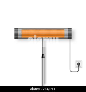 Ultraviolet, electric heater on a stand in the on state, 3D vector illustration. Stock Vector