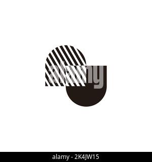 letter nj stripes shadow abstract logo vector Stock Vector