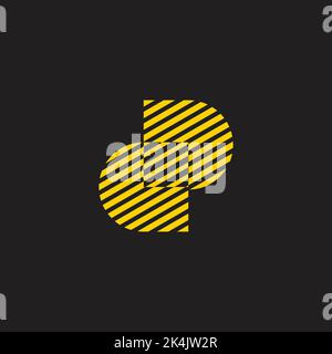letter dp stripes linked square logo vector Stock Vector
