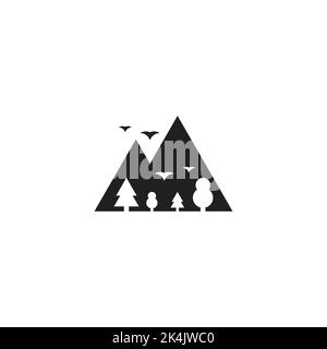 mountain forest bird geometric simple symbol icon vector Stock Vector