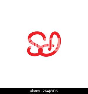 letter sd linked curves line simple logo vector Stock Vector