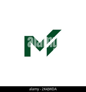 letter m check mark business finance green logo vector Stock Vector