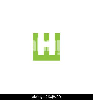 letter hw square green geometric simple logo vector Stock Vector