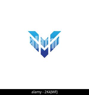 letter v blue gradient motion logo vector Stock Vector