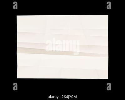 White paper wrinkled poster isolated on black background Stock Photo