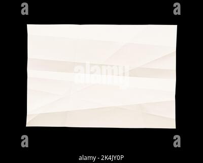 White paper crumpled poster isolated on black background Stock Photo