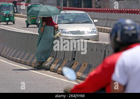 Accidents are increasing due to passenger traffic and unconscious crossing. Photo taken from Mayor Mohammad Hanif fly over, Dhaka, Bangladesh. Stock Photo