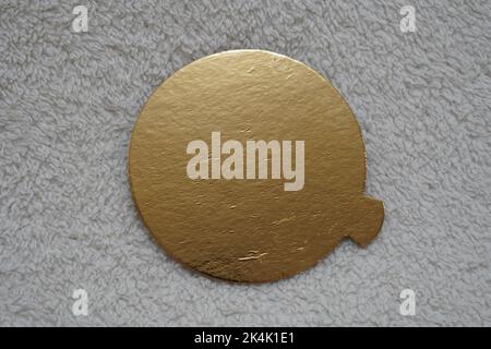 Two golden speech bubbles on a textured red background. Stock Photo