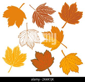 Vector illustration of autumn background with leaves Stock Photo - Alamy