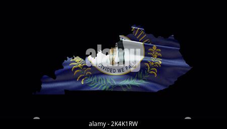 Kentucky state map with waving flag. Alpha channel background. Stock Photo