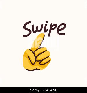 Swipe sticker for a social media, making a blog or vlog vector flat illustration. Set of cartoon icons for making internet content Stock Vector