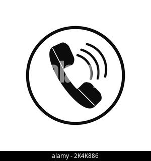Ringing handset in circle icon Stock Vector