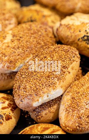 Traditional Turkish pastry concept, pogaca, bagel, simit. close up Stock Photo