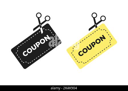 Scissors cut discounty coupon icon Stock Vector