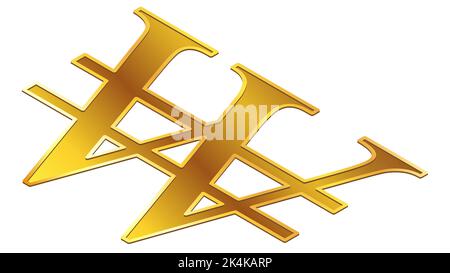 South Korean won KRW currency golden sign isometric top view isolated on white background. Currency of the Republic of Korea. Vector design element. Stock Vector