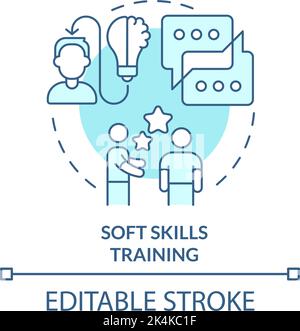 Soft skills training turquoise concept icon Stock Vector
