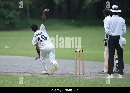 Prime Bank National School Cricket Tournament 2021-22 match between Premier Ideal High School, Mymensingh and Shishu Niketon High School, Rangpur at J Stock Photo