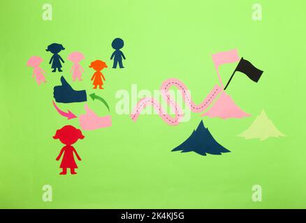 team and leader are mutually satisfied, this leads the company to the top Stock Photo