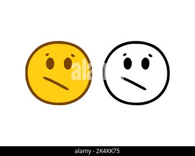 Sad face emoticon in doodle style isolated on white background Stock Vector
