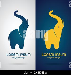 Vector image of an elephant design on white background and blue background, Logo, Symbol. Easy editable layered vector illustration. Wild Animals. Stock Vector