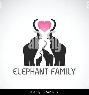 Vector of family elephants and pink heart on white background, Wild Animals, Easy editable layered vector illustration. Stock Vector