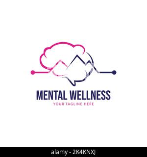 Human anatomical brain, mental health psychology conceptual logo ...