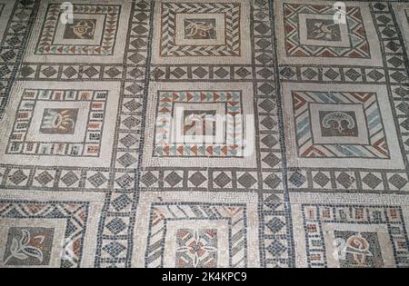 Rome, Centrale Montemartini Museum, Roman Polychrome Coffered mosaic Stock Photo