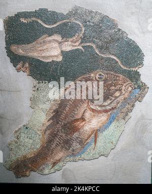 Rome, Centrale Montemartini Museum, Roman Polychrome mosaic with seabed, 1st century AD Stock Photo