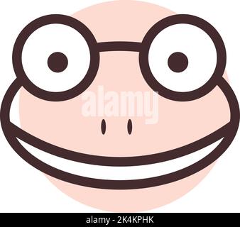 Brown frog head, illustration, vector on a white background. Stock Vector