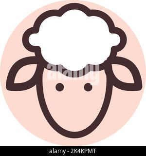 Brown sheep head, illustration, vector on a white background. Stock Vector