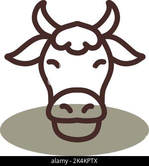 Brown bull head, illustration, vector on a white background. Stock Vector