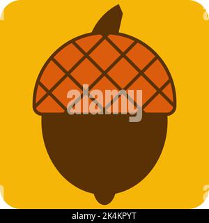 Small brown acorn, illustration, vector on a white background. Stock Vector