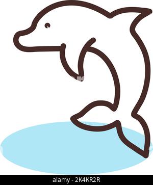 Brown dolphin, illustration, vector on a white background. Stock Vector