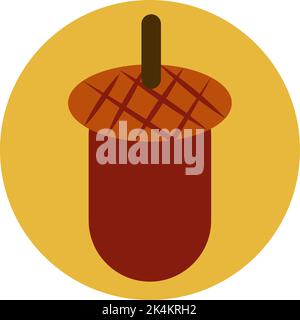 Brown acorn, illustration, vector on a white background. Stock Vector