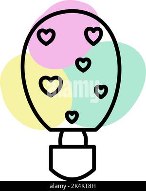Hot air balloon with small hearts, illustration, vector on a white background. Stock Vector
