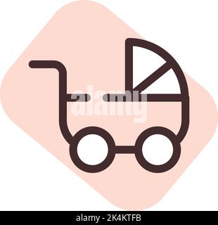 Baby stroller, illustration, vector on a white background. Stock Vector
