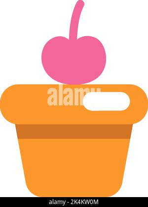 Muffin with cherry on top, illustration, vector on a white background. Stock Vector