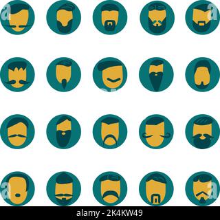 Beards and moustache, illustration, vector on a white background. Stock Vector
