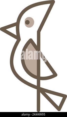 Brown woodpecker, illustration, vector on a white background. Stock Vector