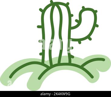 Desert cactus, illustration, vector on a white background. Stock Vector