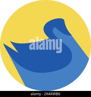 Blue duck in water, illustration, vector on a white background. Stock Vector