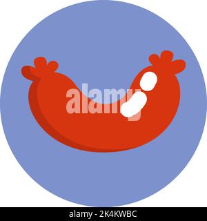 Breakfast sausage, illustration, vector on a white background. Stock Vector