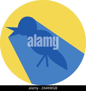 Blue singing bird, illustration, vector on a white background. Stock Vector